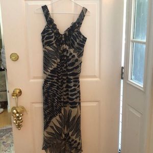 Blue and taupe High Low Dress